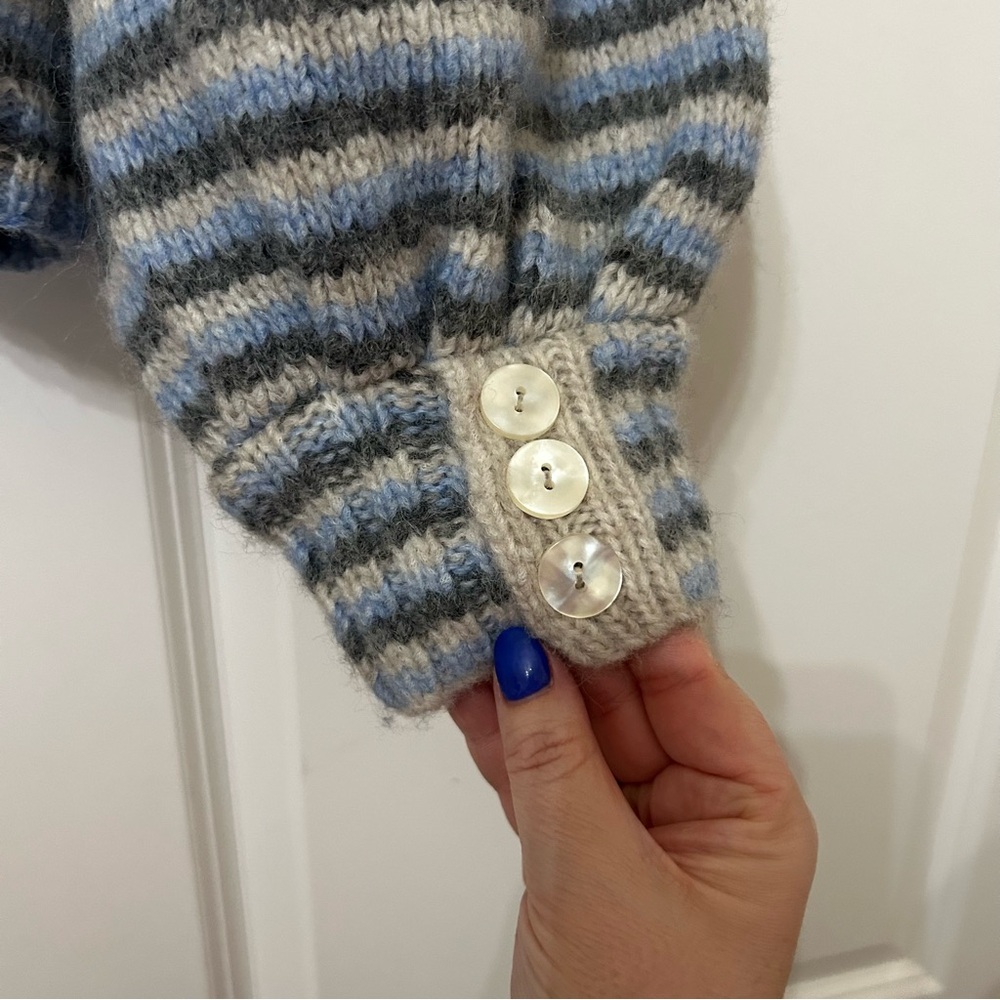 NWT Free People Frills Softspun Alpaca Striped Collared Sweater - Picture 11 of 12